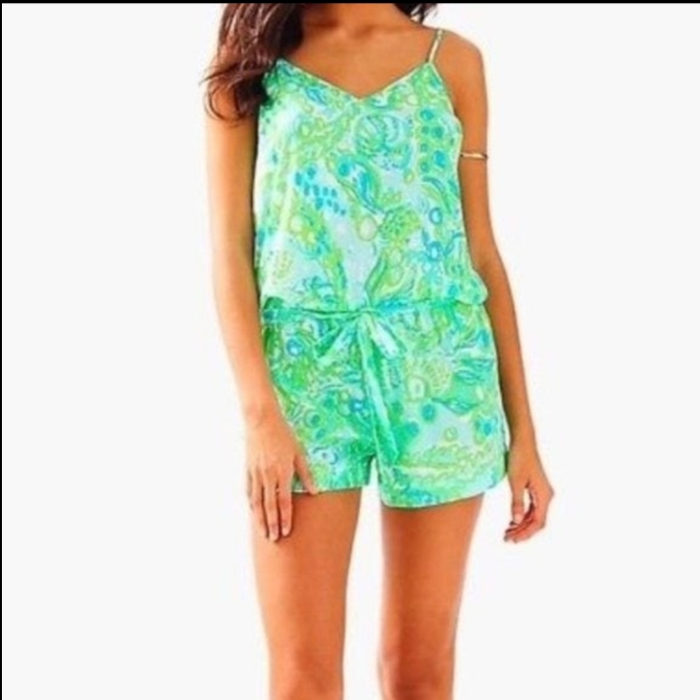 Lilly Pulitzer Green & Aqua Printed Romper